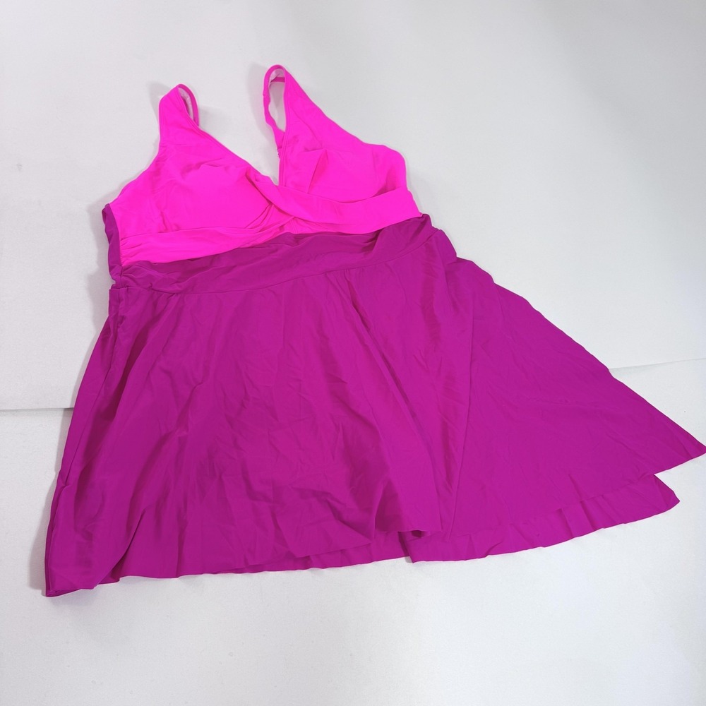 DACI Swimdress Womens 28W Pink One Piece Built In Bra Lined Padded Plus NWT